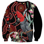 Gang-gang Cockatoo Australia Sweatshirt Eucalyptus Blossoms Aboriginal Art - Aussie Hoodie