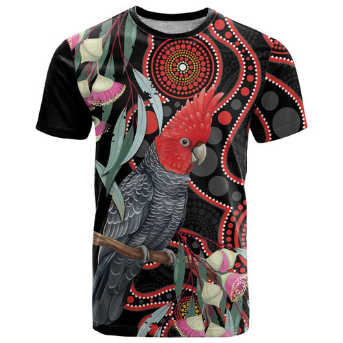 Gang-gang Cockatoo Australia T Shirt Eucalyptus Blossoms Aboriginal Art - Aussie Hoodie
