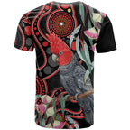 Gang-gang Cockatoo Australia T Shirt Eucalyptus Blossoms Aboriginal Art - Aussie Hoodie
