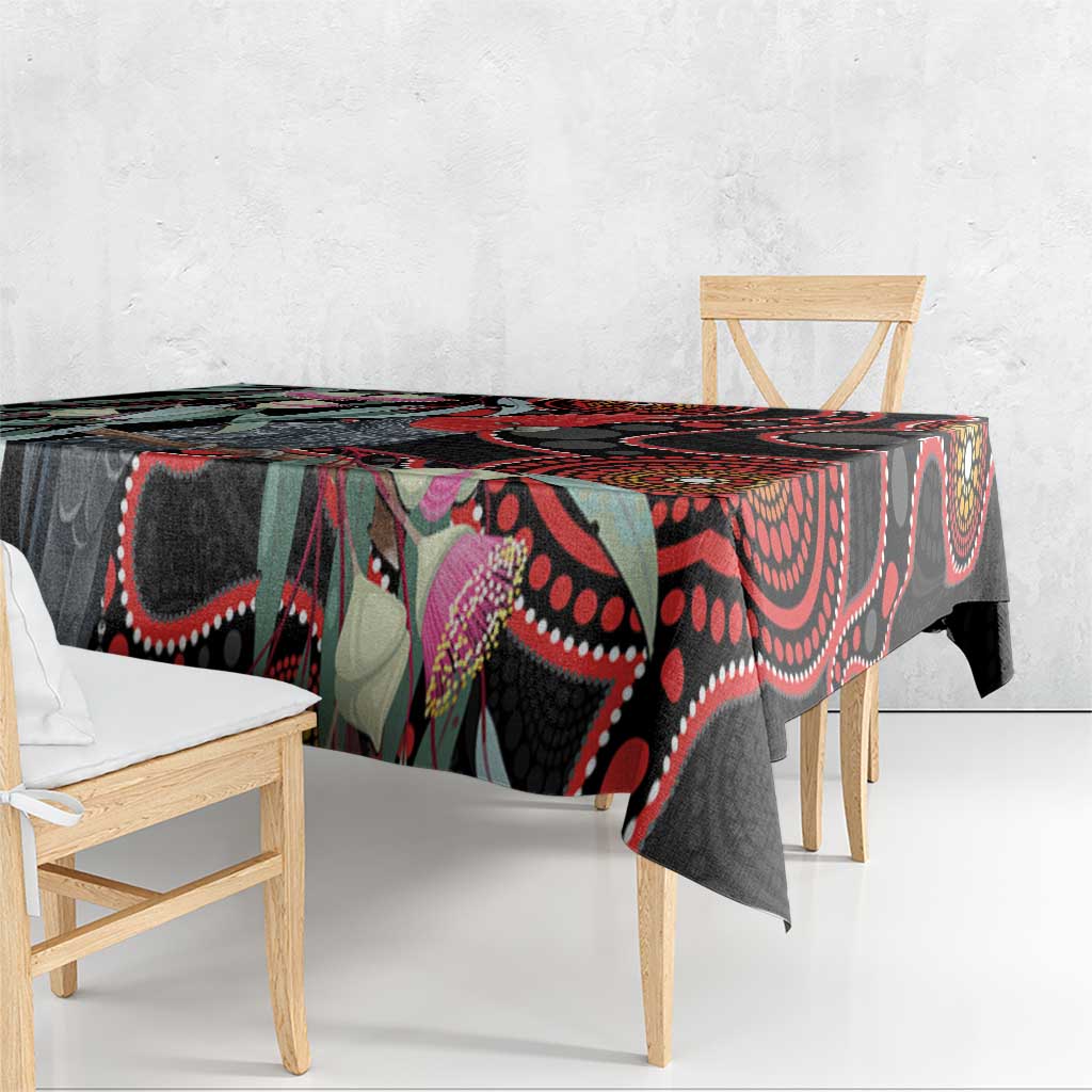 Gang-gang Cockatoo Australia Tablecloth Eucalyptus Blossoms Aboriginal Art - Aussie Hoodie