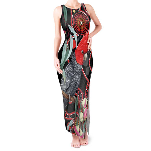 Gang-gang Cockatoo Australia Tank Maxi Dress Eucalyptus Blossoms Aboriginal Art - Aussie Hoodie