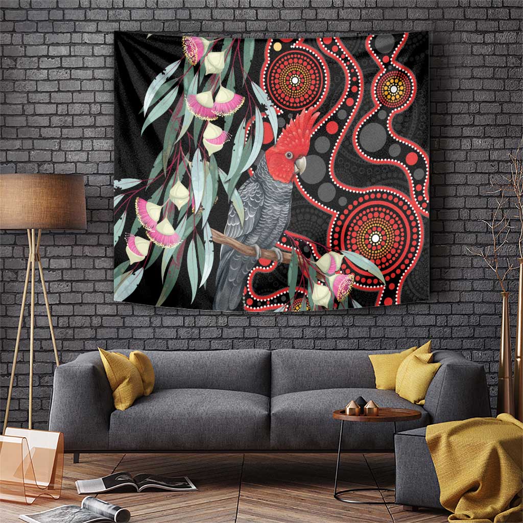 Gang-gang Cockatoo Australia Tapestry Eucalyptus Blossoms Aboriginal Art - Aussie Hoodie