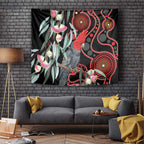 Gang-gang Cockatoo Australia Tapestry Eucalyptus Blossoms Aboriginal Art - Aussie Hoodie