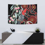 Gang-gang Cockatoo Australia Tapestry Eucalyptus Blossoms Aboriginal Art - Aussie Hoodie
