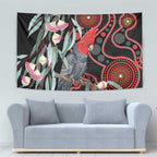 Gang-gang Cockatoo Australia Tapestry Eucalyptus Blossoms Aboriginal Art - Aussie Hoodie