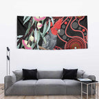 Gang-gang Cockatoo Australia Tapestry Eucalyptus Blossoms Aboriginal Art - Aussie Hoodie