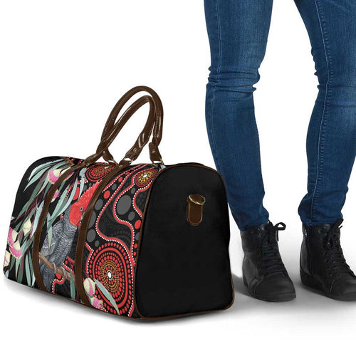 Gang-gang Cockatoo Australia Travel Bag Eucalyptus Blossoms Aboriginal Art - Aussie Hoodie