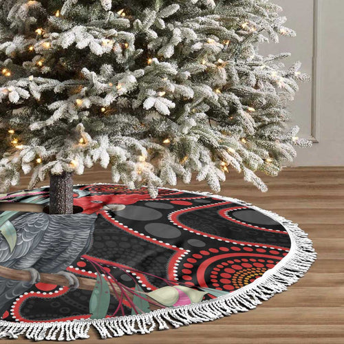 Gang-gang Cockatoo Australia Tree Skirt Eucalyptus Blossoms Aboriginal Art - Aussie Hoodie