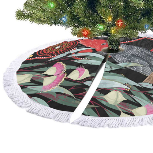 Gang-gang Cockatoo Australia Tree Skirt Eucalyptus Blossoms Aboriginal Art - Aussie Hoodie