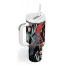 Gang-gang Cockatoo Australia Tumbler With Handle Eucalyptus Blossoms Aboriginal Art - Aussie Hoodie