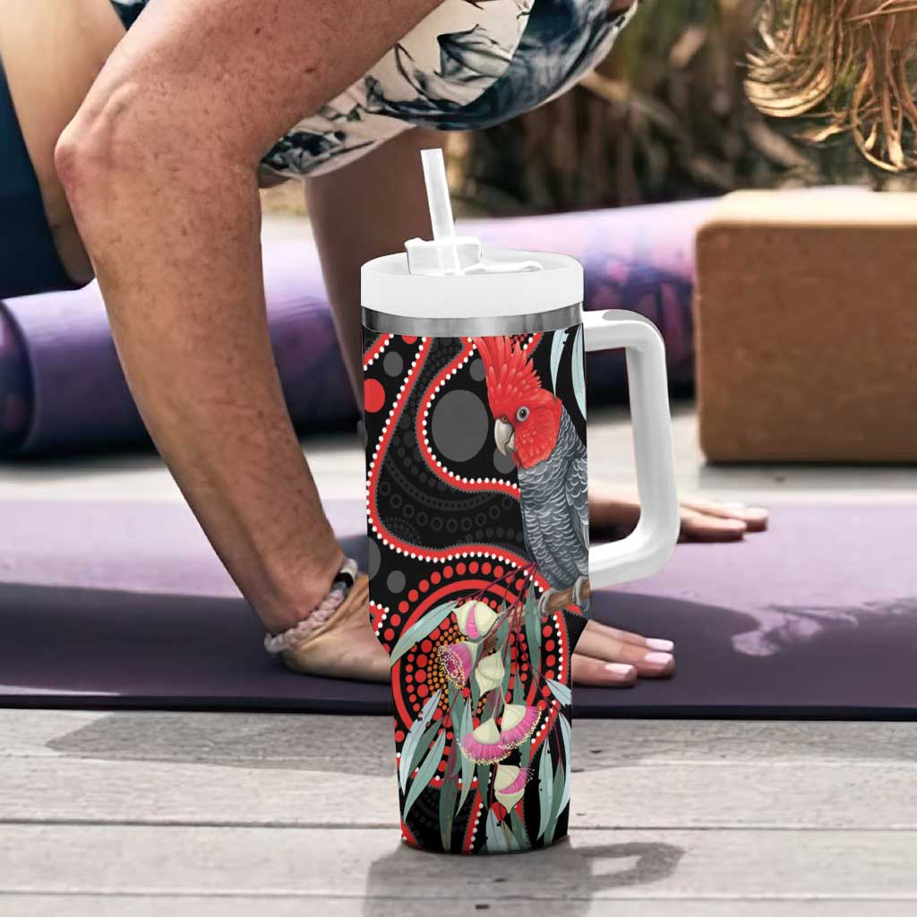 Gang-gang Cockatoo Australia Tumbler With Handle Eucalyptus Blossoms Aboriginal Art - Aussie Hoodie