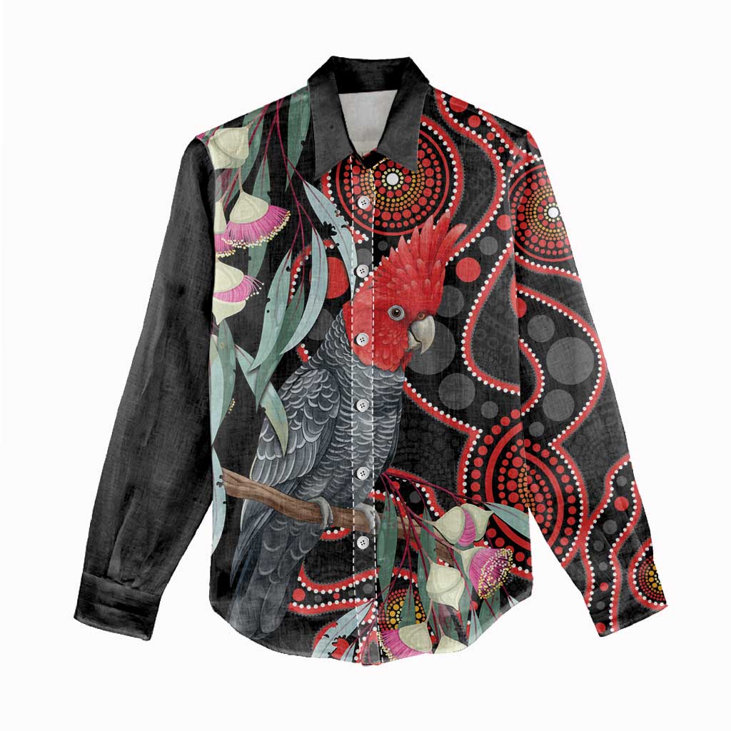 Gang-gang Cockatoo Australia Women Casual Shirt Eucalyptus Blossoms Aboriginal Art - Aussie Hoodie