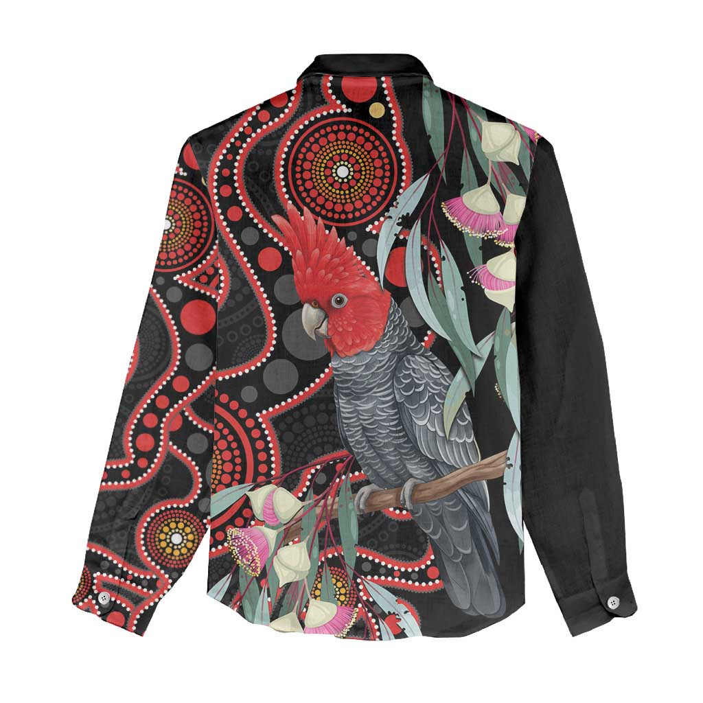Gang-gang Cockatoo Australia Women Casual Shirt Eucalyptus Blossoms Aboriginal Art - Aussie Hoodie