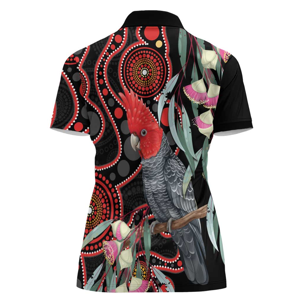Gang-gang Cockatoo Australia Women Polo Shirt Eucalyptus Blossoms Aboriginal Art - Aussie Hoodie