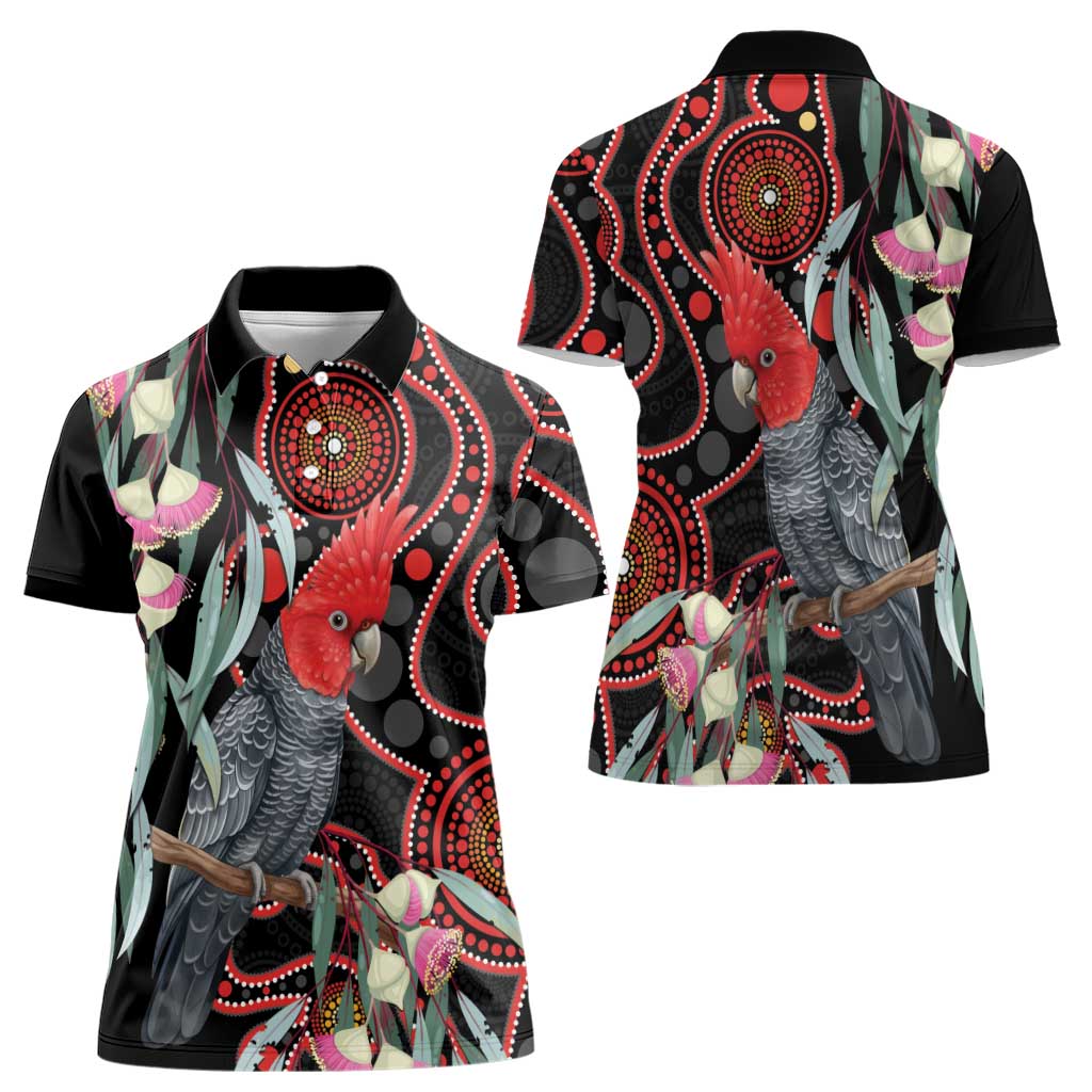 Gang-gang Cockatoo Australia Women Polo Shirt Eucalyptus Blossoms Aboriginal Art - Aussie Hoodie