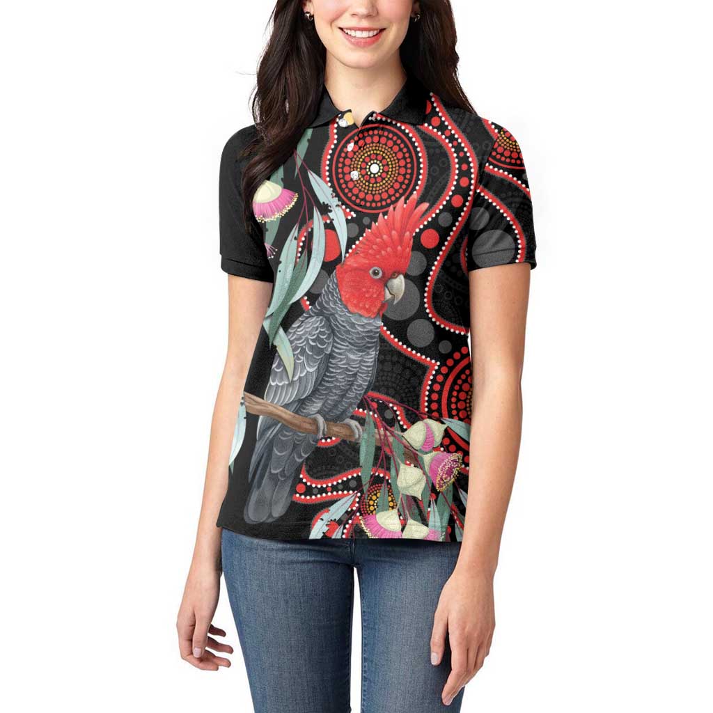 Gang-gang Cockatoo Australia Women Polo Shirt Eucalyptus Blossoms Aboriginal Art - Aussie Hoodie