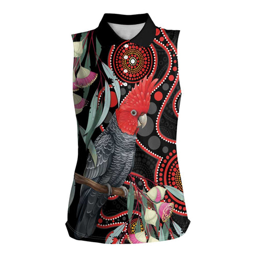 Gang-gang Cockatoo Australia Women Sleeveless Polo Shirt Eucalyptus Blossoms Aboriginal Art - Aussie Hoodie