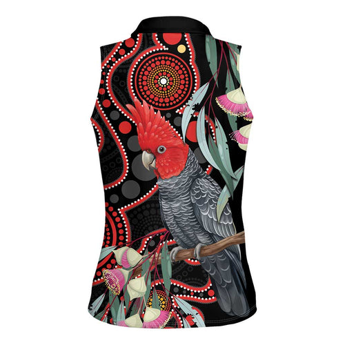 Gang-gang Cockatoo Australia Women Sleeveless Polo Shirt Eucalyptus Blossoms Aboriginal Art - Aussie Hoodie
