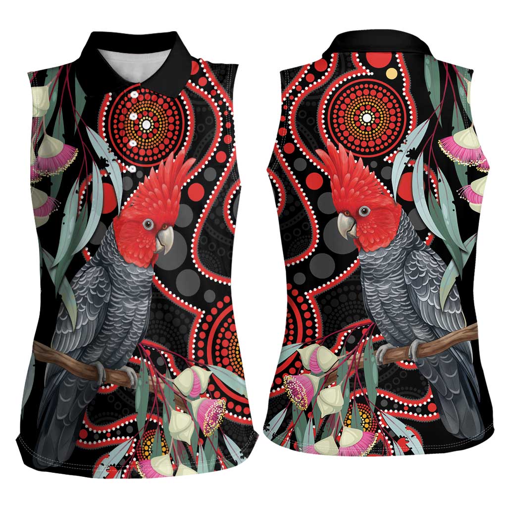 Gang-gang Cockatoo Australia Women Sleeveless Polo Shirt Eucalyptus Blossoms Aboriginal Art - Aussie Hoodie