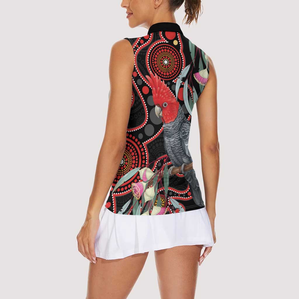 Gang-gang Cockatoo Australia Women Sleeveless Polo Shirt Eucalyptus Blossoms Aboriginal Art - Aussie Hoodie