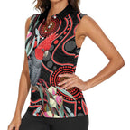 Gang-gang Cockatoo Australia Women Sleeveless Polo Shirt Eucalyptus Blossoms Aboriginal Art - Aussie Hoodie