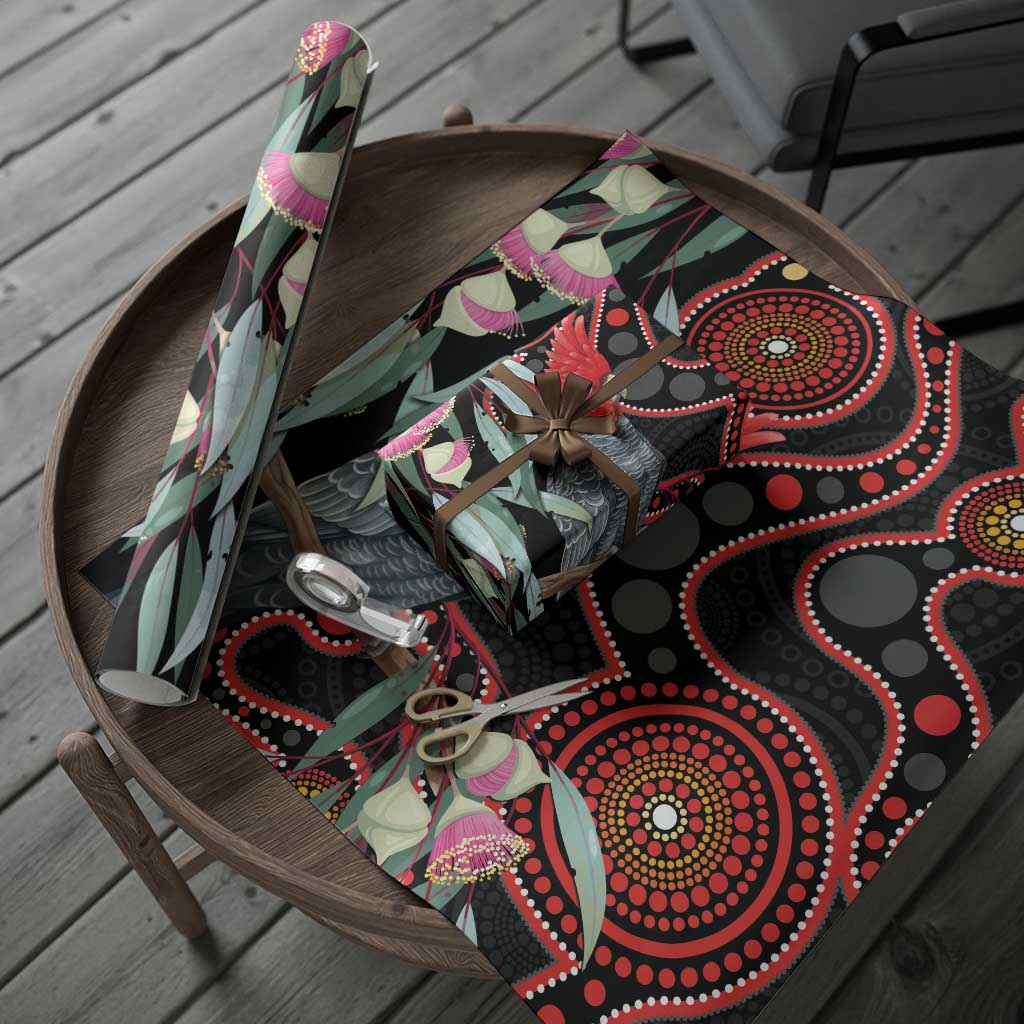 Gang-gang Cockatoo Australia Wrapping Paper Eucalyptus Blossoms Aboriginal Art - Aussie Hoodie