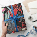 Gang-gang Cockatoo Australia Wrapping Paper Eucalyptus Blossoms Aboriginal Art - Aussie Hoodie