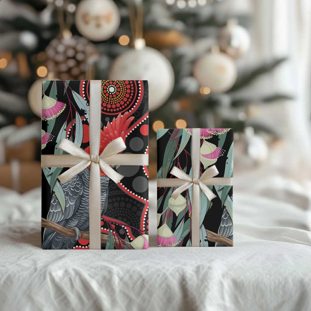Gang-gang Cockatoo Australia Wrapping Paper Eucalyptus Blossoms Aboriginal Art - Aussie Hoodie