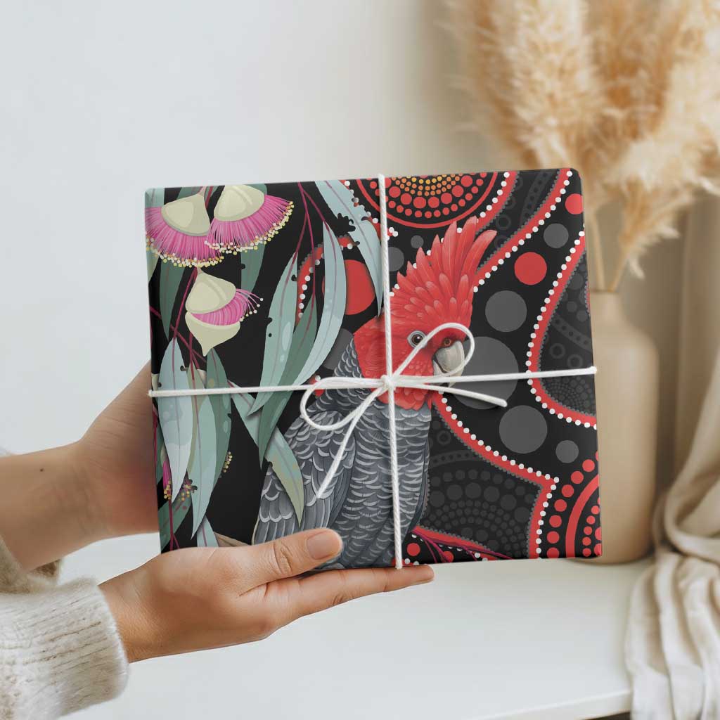 Gang-gang Cockatoo Australia Wrapping Paper Eucalyptus Blossoms Aboriginal Art - Aussie Hoodie