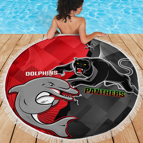 personalised-panthers-and-dolphins-beach-blanket-sporty-version