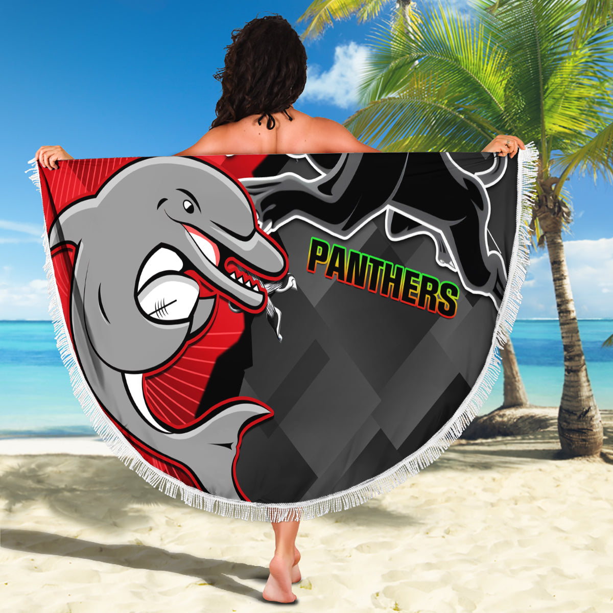 personalised-panthers-and-dolphins-beach-blanket-sporty-version
