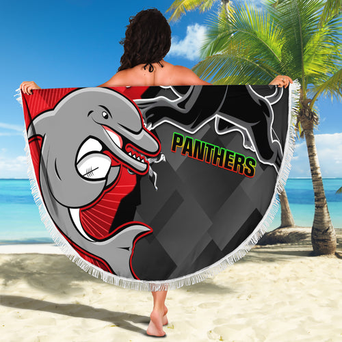 personalised-panthers-and-dolphins-beach-blanket-sporty-version