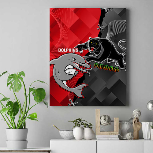 personalised-panthers-and-dolphins-canvas-wall-art-sporty-version