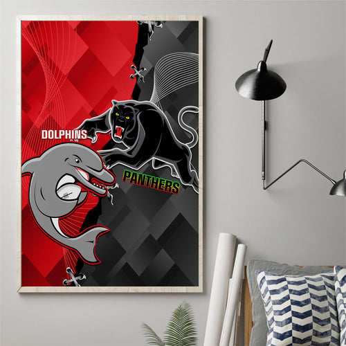 personalised-panthers-and-dolphins-canvas-wall-art-sporty-version