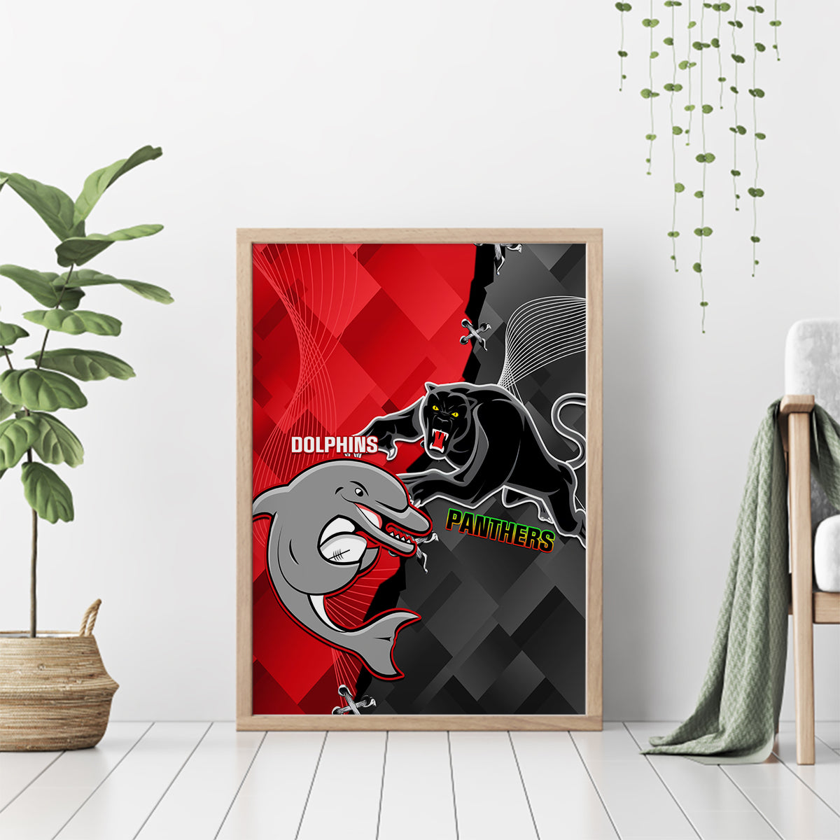 personalised-panthers-and-dolphins-canvas-wall-art-sporty-version