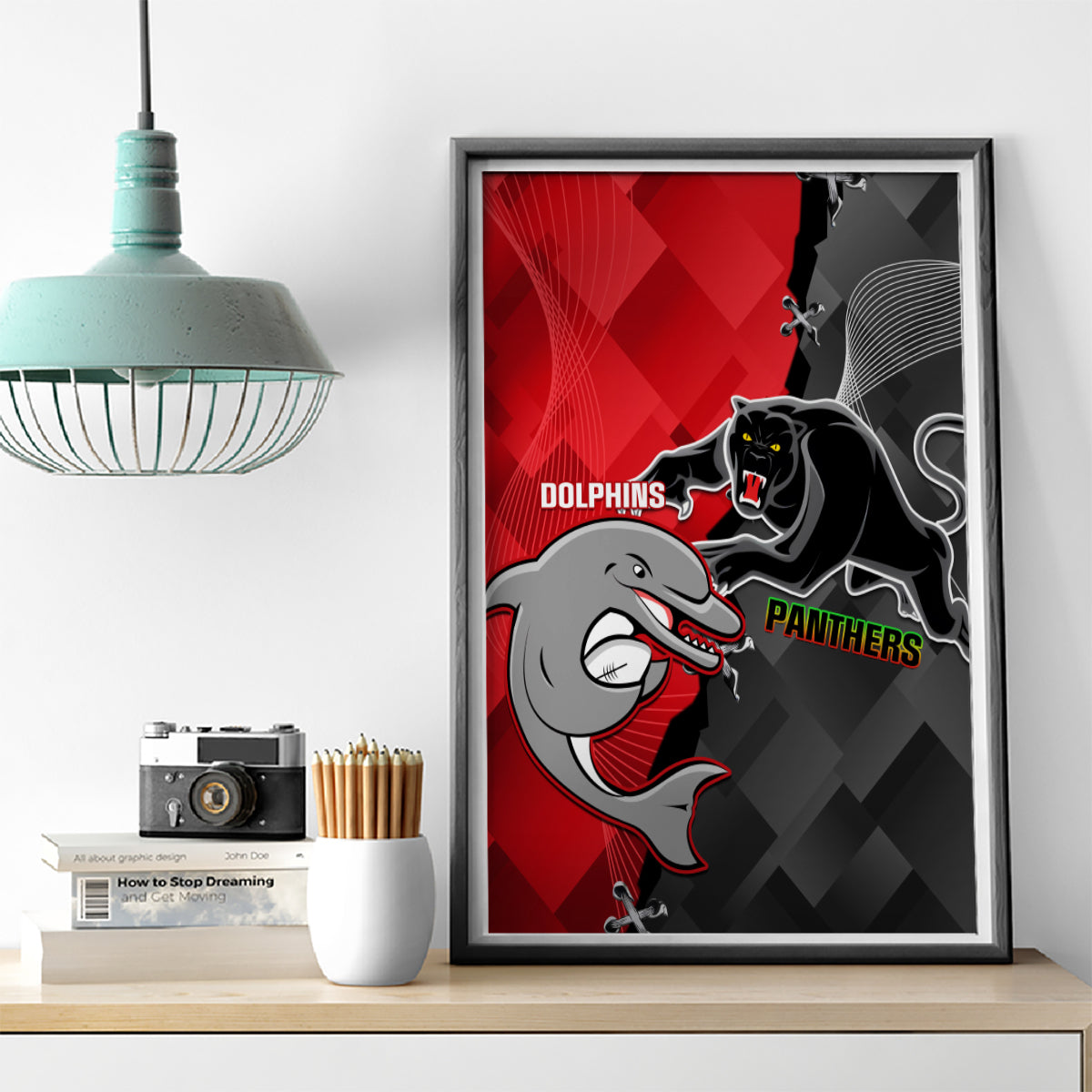 personalised-panthers-and-dolphins-canvas-wall-art-sporty-version