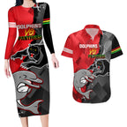 personalised-panthers-and-dolphins-couples-matching-long-sleeve-bodycon-dress-and-hawaiian-shirt-sporty-version