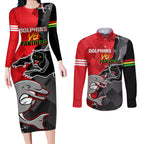 personalised-panthers-and-dolphins-couples-matching-long-sleeve-bodycon-dress-and-long-sleeve-button-shirt-sporty-version