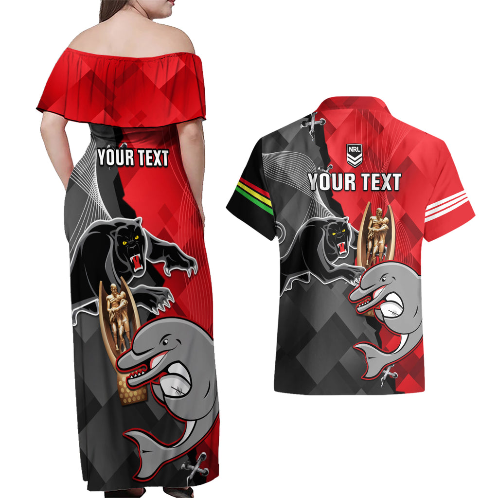 personalised-panthers-and-dolphins-couples-matching-off-shoulder-maxi-dress-and-hawaiian-shirt-sporty-version