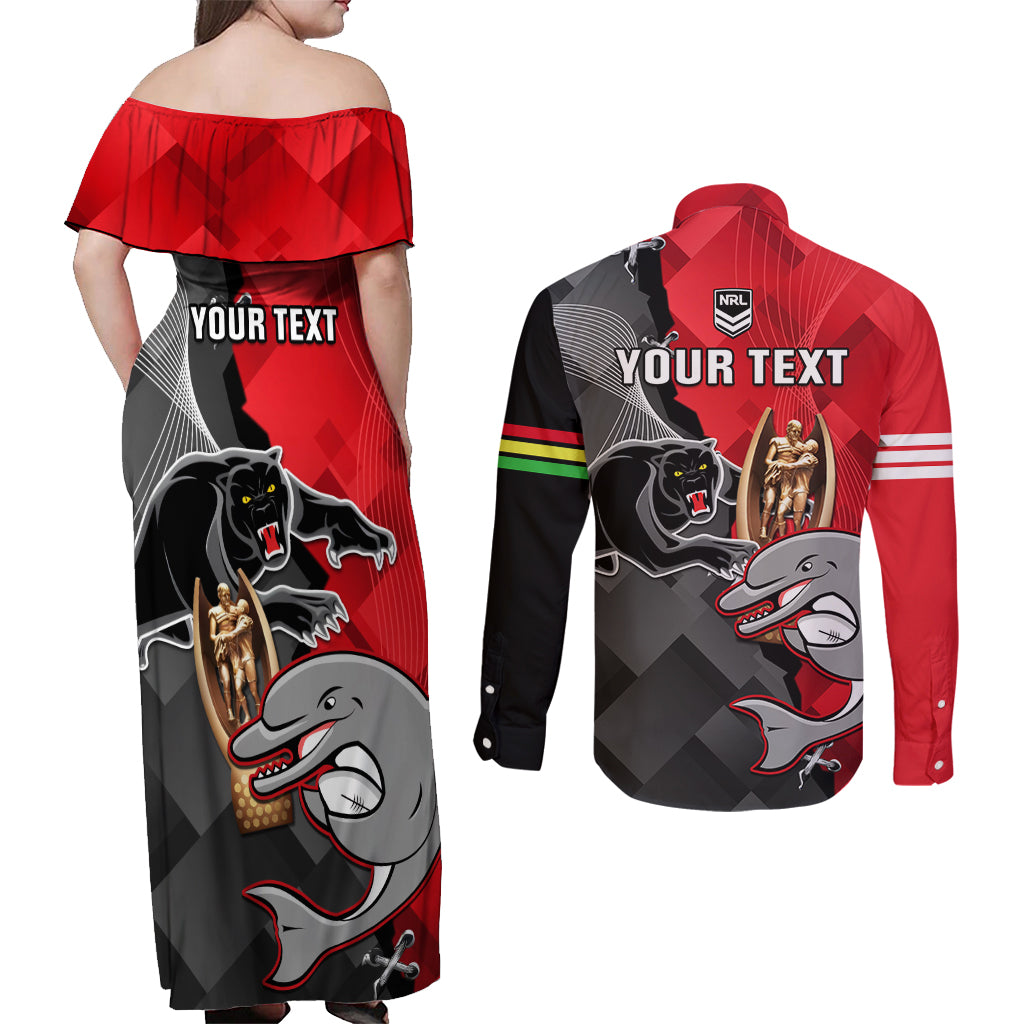 personalised-panthers-and-dolphins-couples-matching-off-shoulder-maxi-dress-and-long-sleeve-button-shirt-sporty-version