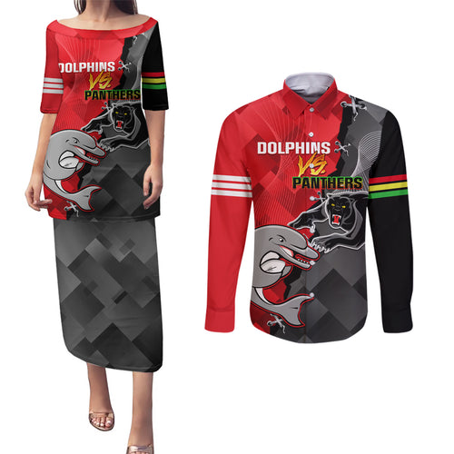 personalised-panthers-and-dolphins-couples-matching-puletasi-dress-and-long-sleeve-button-shirt-sporty-version