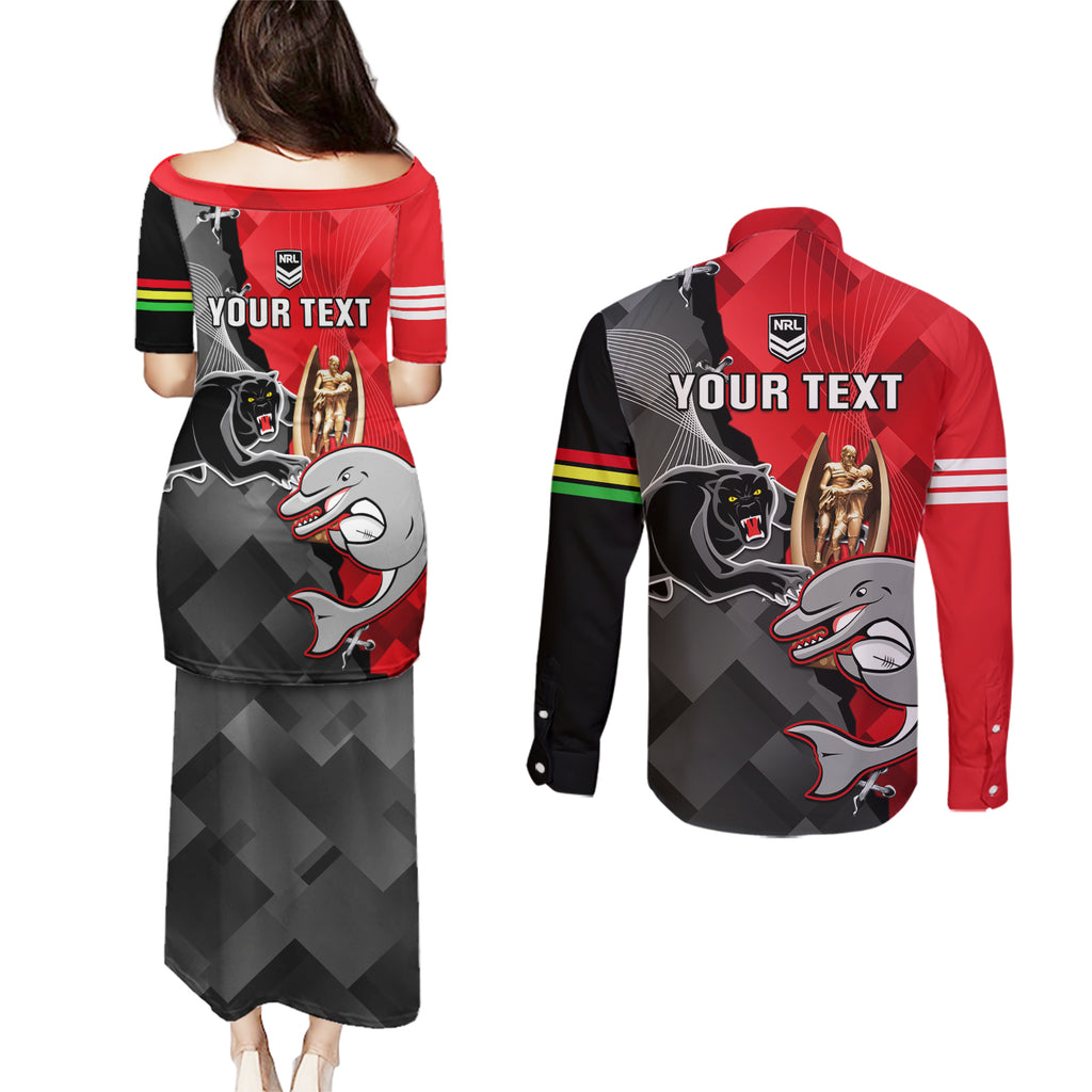 personalised-panthers-and-dolphins-couples-matching-puletasi-dress-and-long-sleeve-button-shirt-sporty-version