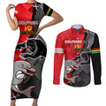 personalised-panthers-and-dolphins-couples-matching-short-sleeve-bodycon-dress-and-long-sleeve-button-shirt-sporty-version