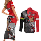 personalised-panthers-and-dolphins-couples-matching-short-sleeve-bodycon-dress-and-long-sleeve-button-shirt-sporty-version