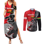 personalised-panthers-and-dolphins-couples-matching-summer-maxi-dress-and-long-sleeve-button-shirt-sporty-version
