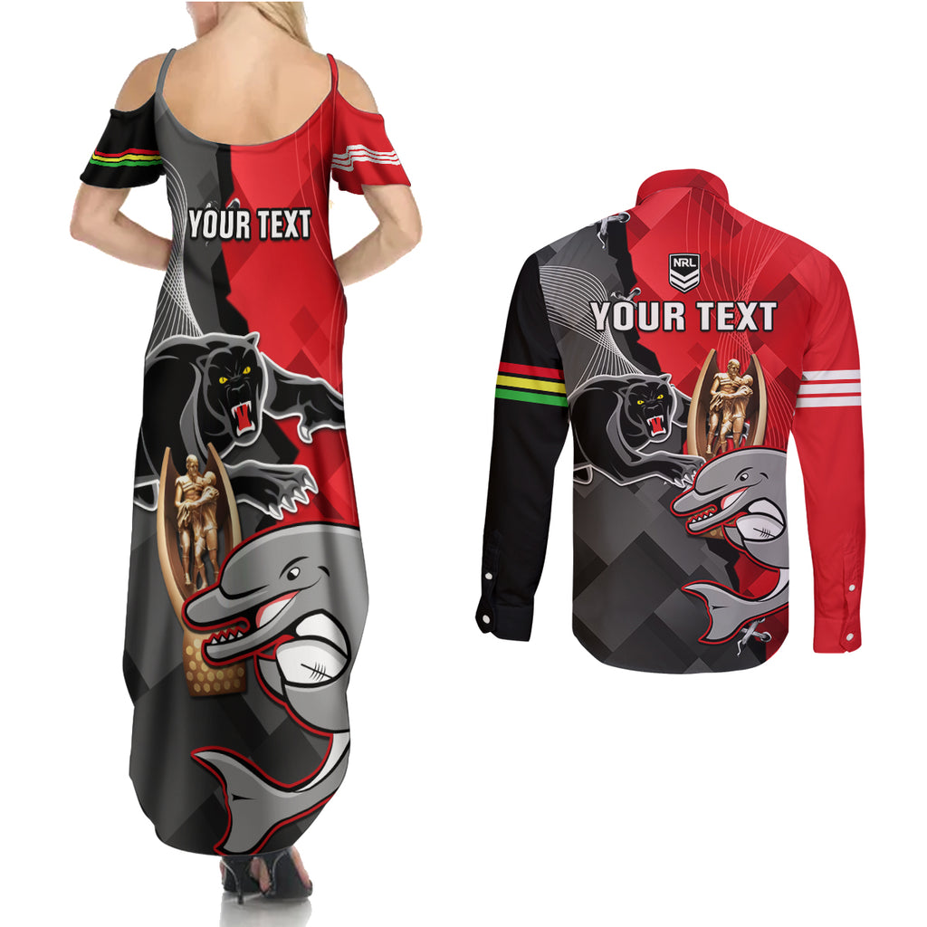 personalised-panthers-and-dolphins-couples-matching-summer-maxi-dress-and-long-sleeve-button-shirt-sporty-version