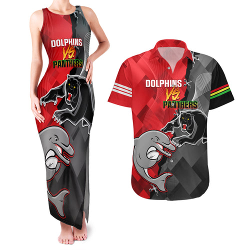 personalised-panthers-and-dolphins-couples-matching-tank-maxi-dress-and-hawaiian-shirt-sporty-version