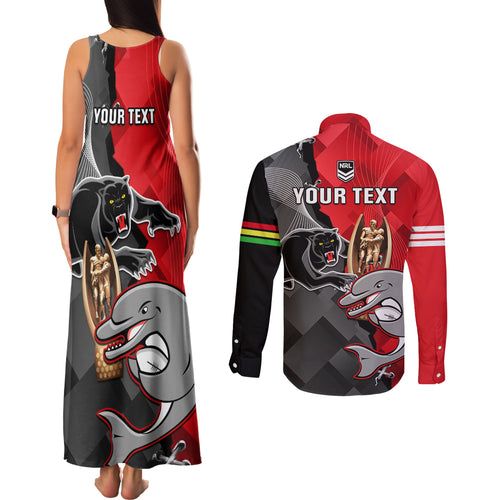 personalised-panthers-and-dolphins-couples-matching-tank-maxi-dress-and-long-sleeve-button-shirt-sporty-version