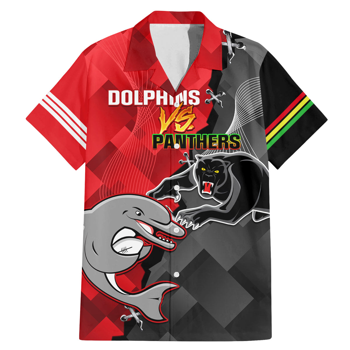personalised-panthers-and-dolphins-family-matching-mermaid-dress-and-hawaiian-shirt-sporty-version