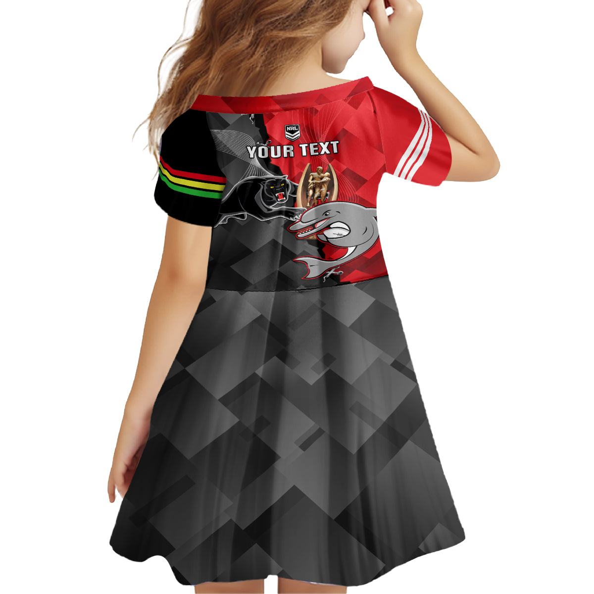 personalised-panthers-and-dolphins-family-matching-off-shoulder-long-sleeve-dress-and-hawaiian-shirt-sporty-version
